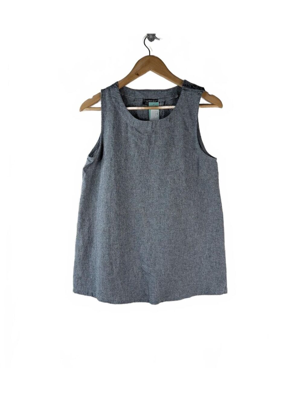 NWT Papermoon Lenox Shoulder Detail 100% Cotton Sleeveless Top Gray Size Small